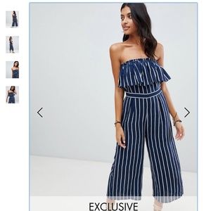 Navy blue and white romper